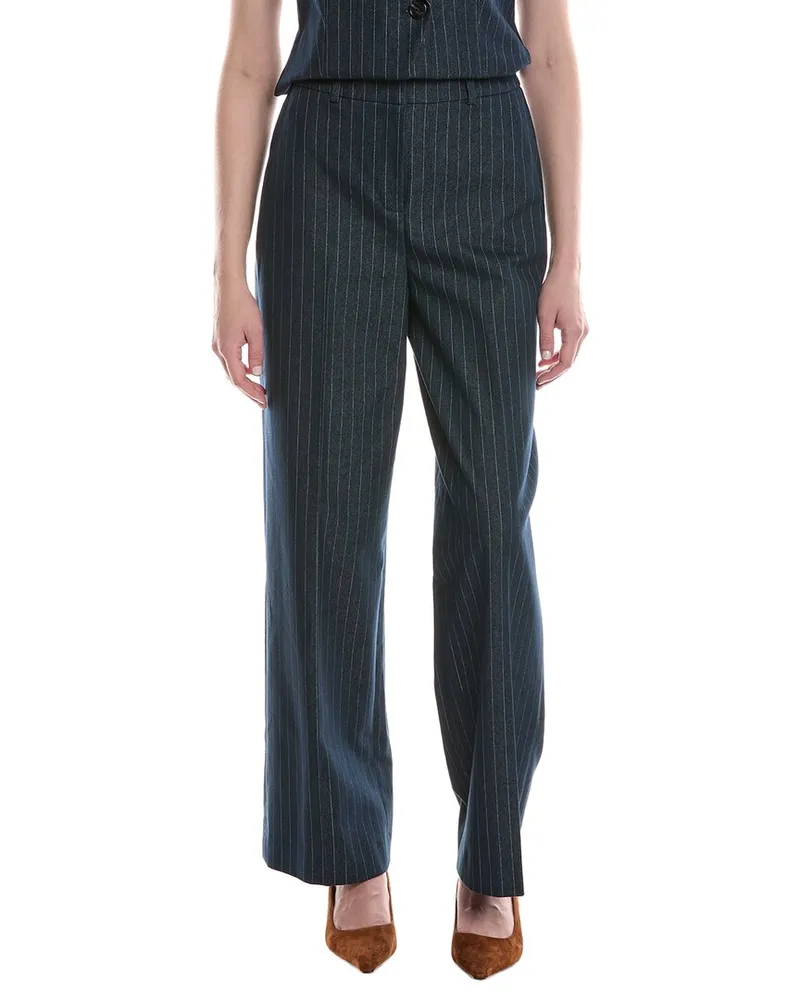 Kenneth Cole Pleated High-Rise Wide Leg Pant Blue