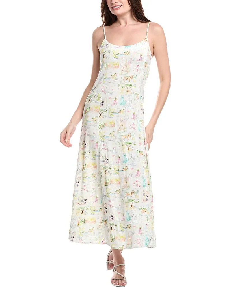 Splendid Coastal Postcard Linen-Blend Dress Yellow