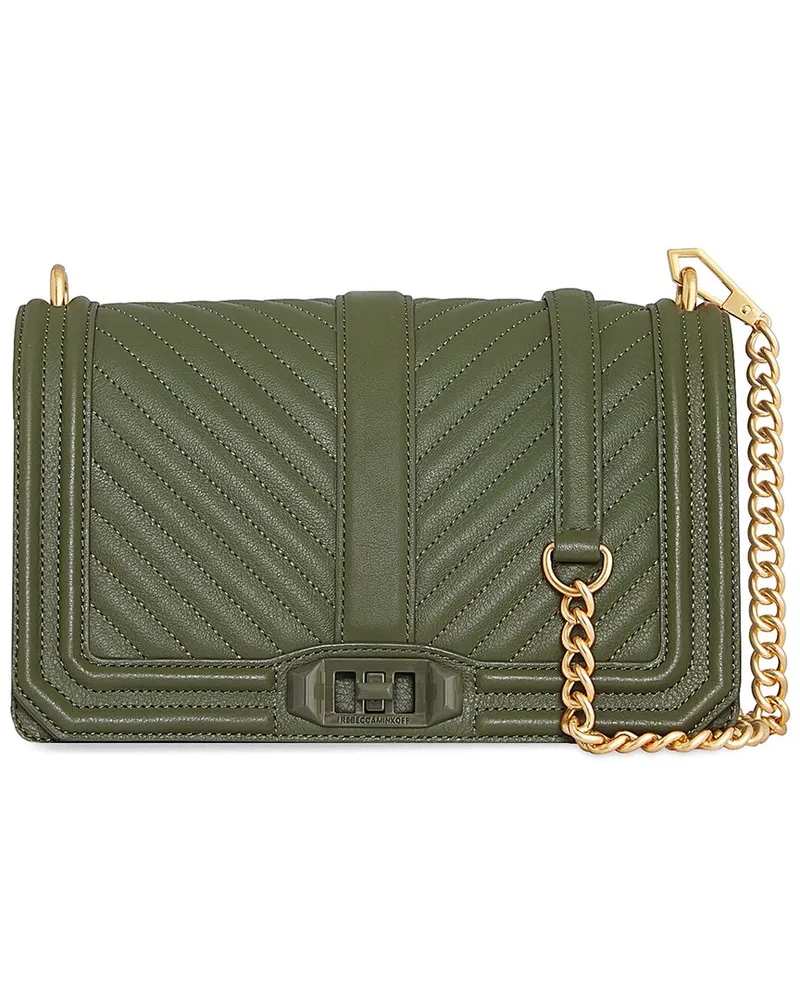 Rebecca Minkoff Chevron Quilted Love Leather Crossbody Green