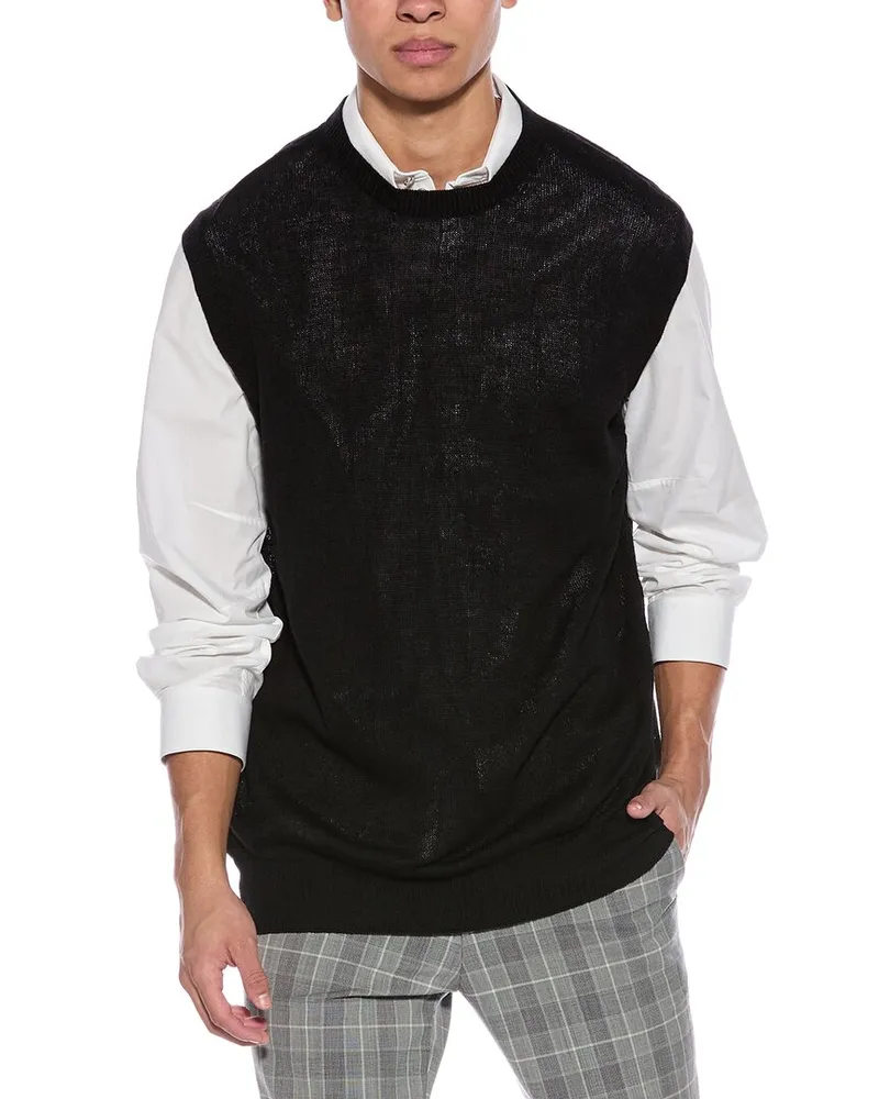 Helmut Lang Crush Wool-Blend Top Black