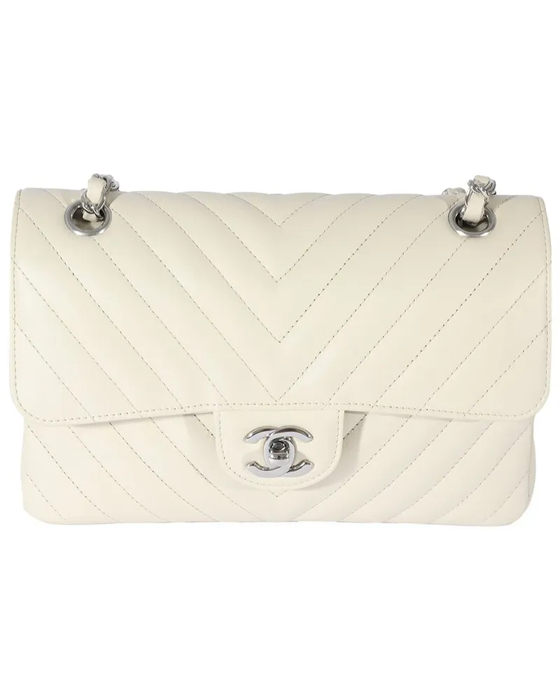 Chanel White Calfskin Small Classic Flap Bag (Authentic Pre-Loved Nocolor