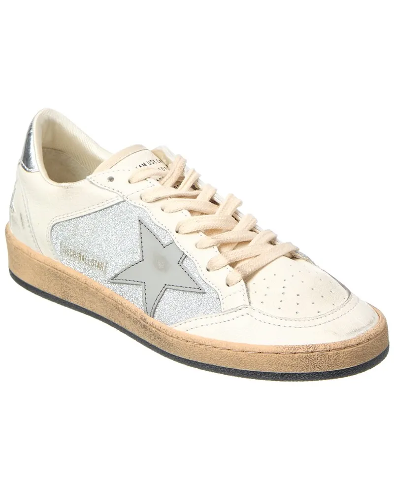 Golden Goose Ballstar Glitter & Leather Sneaker Grey
