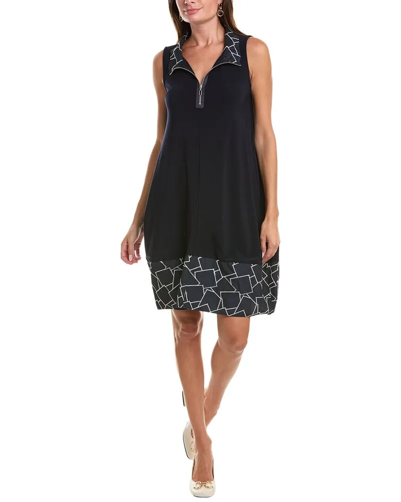 Joseph Ribkoff Mock Neck A-Line Dress Blue