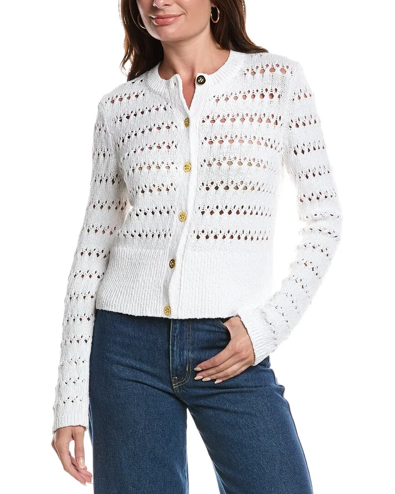ST. JOHN Cable Knit Cardigan White