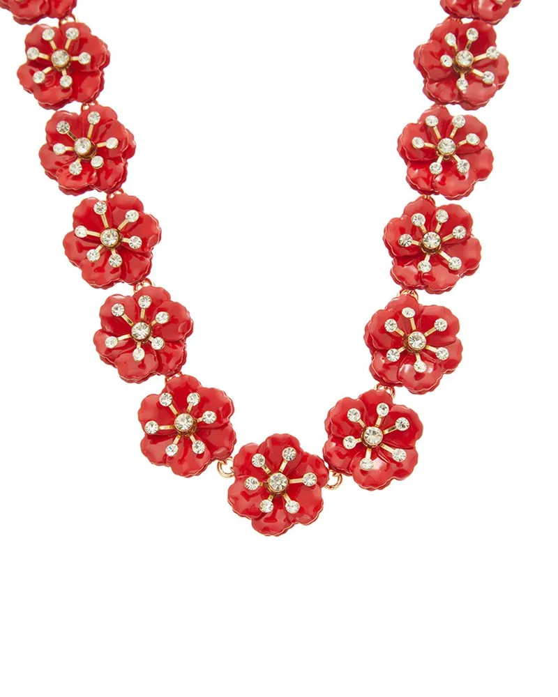 Carolina Herrera New York CZ Enamel Small Flower Necklace Nocolor