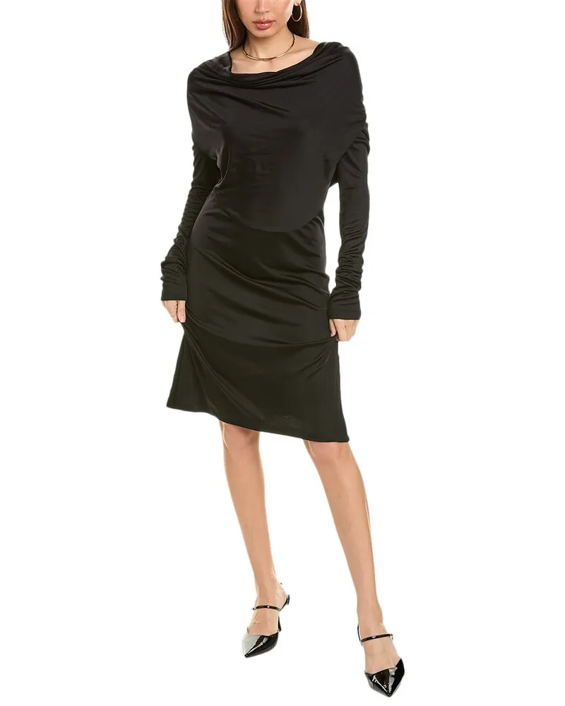 Helmut Lang Cowl Mini Dress Black