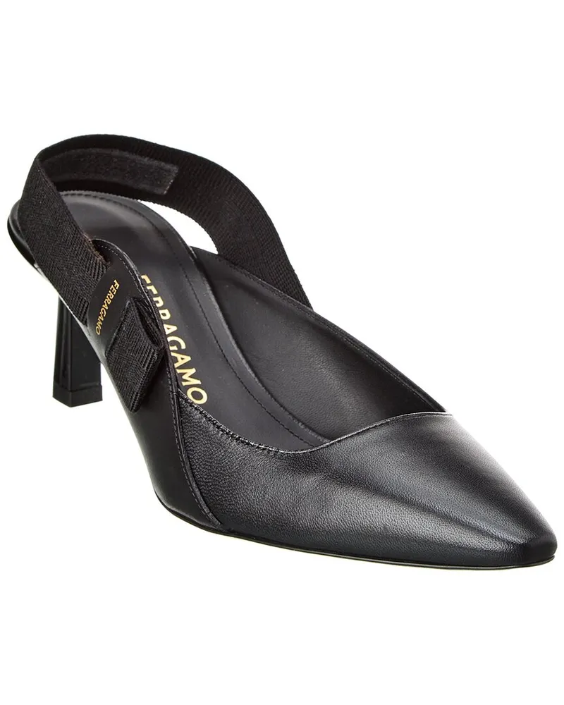 Ferragamo Vara Leather Slingback Pump Black
