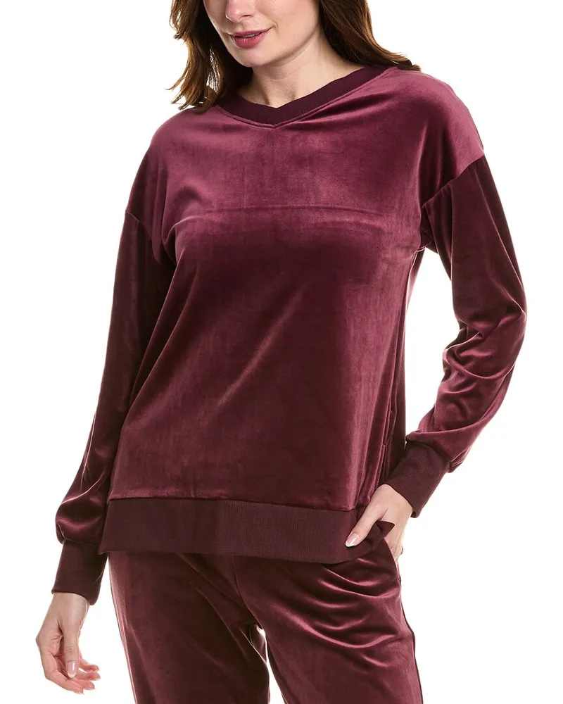DKNY Sleepwear Velour Sleep Top Red