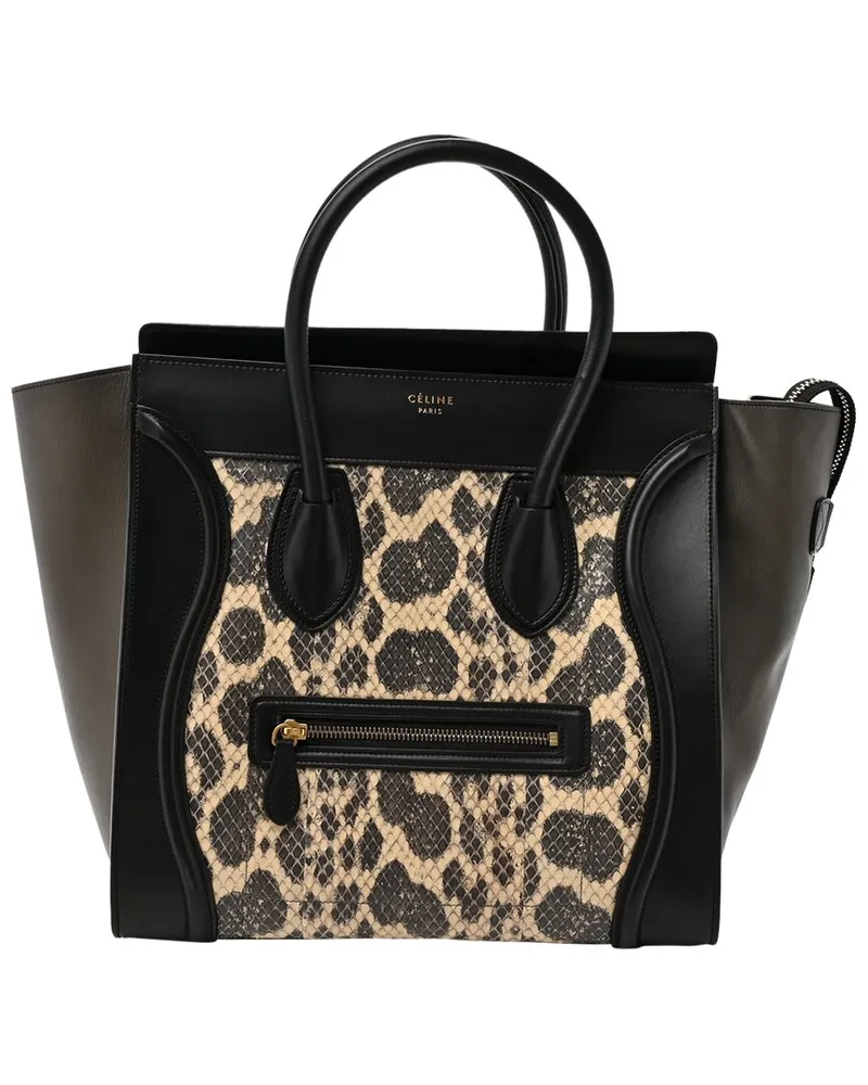 Celine Beige Black Snakeskin Mini Luggage (Authentic Pre-Loved Nocolor