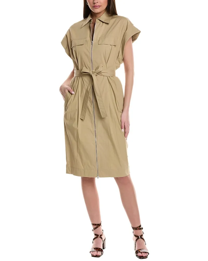 A.L.C. Thea Zip Front Shirtdress Beige
