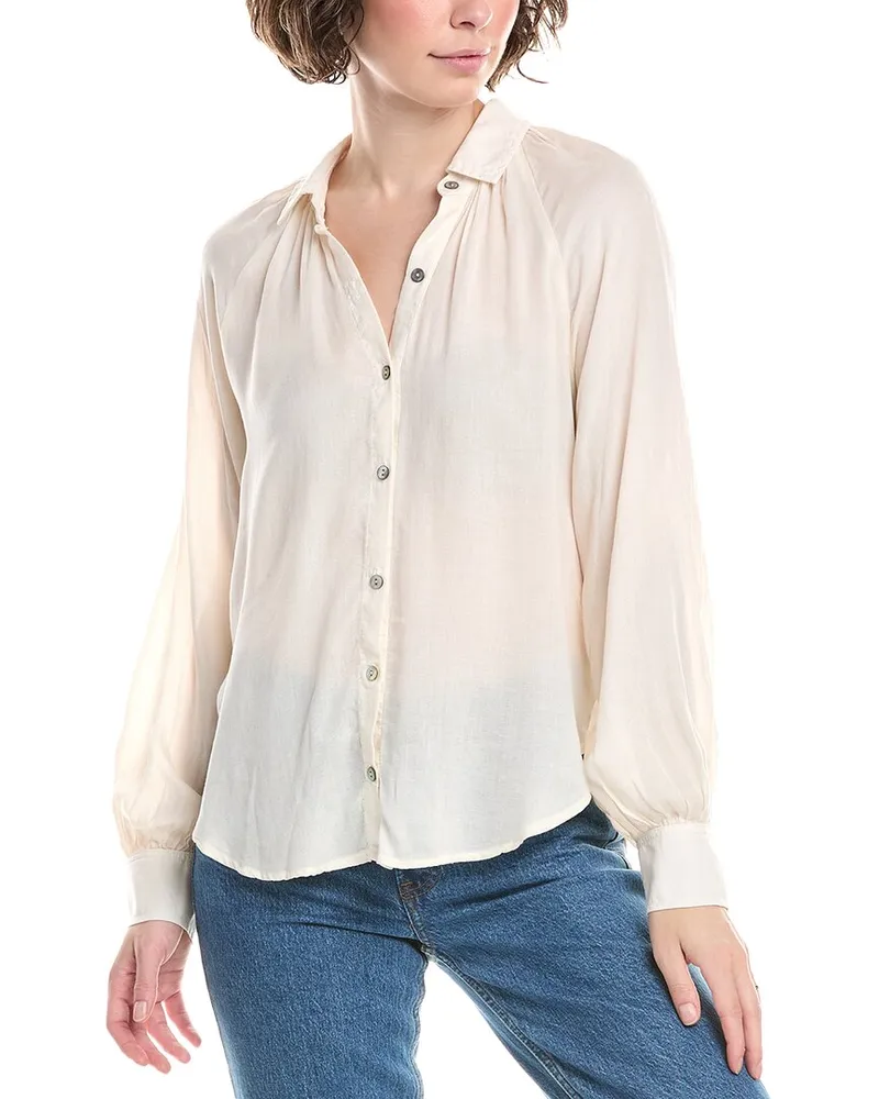 Bella Dahl Flowy Raglan Button-Up Shirt White