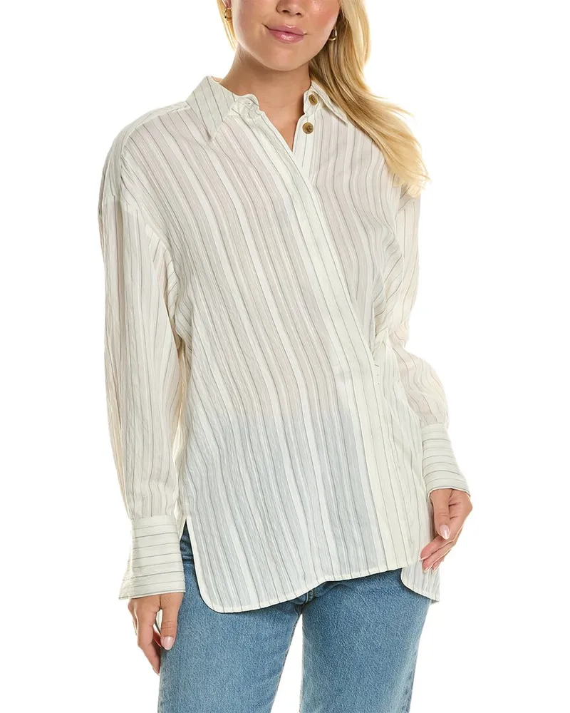 Rebecca Taylor Rumpled Stripe Shirt White