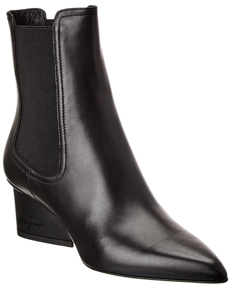 Ferragamo Velta Leather Bootie Black