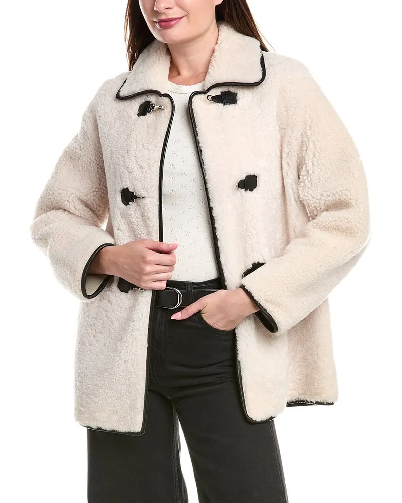 Maje Leather Coat White