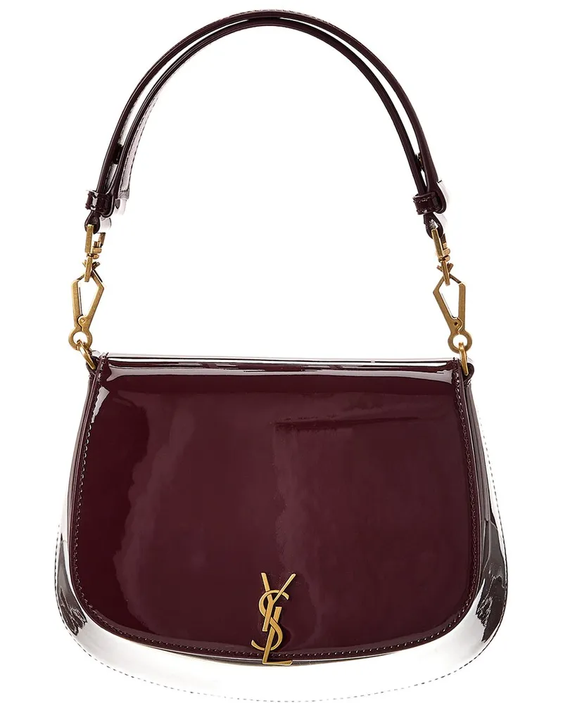 Saint Laurent Voltaire Top Handle Patent Satchel Red