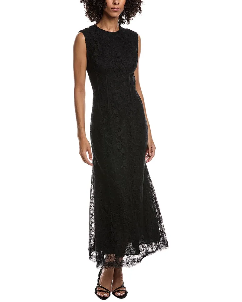 Lela Rose Tulip Lace Midi Dress Black