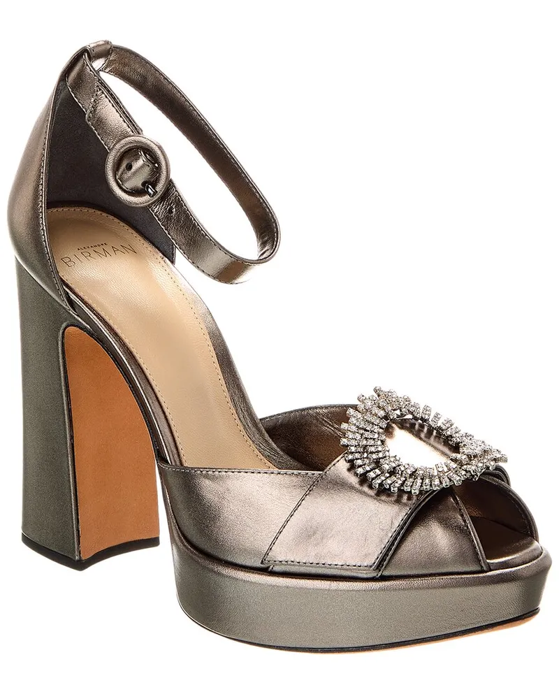 Alexandre Birman Madelina Curve 120 Leather Platform Pump Silver
