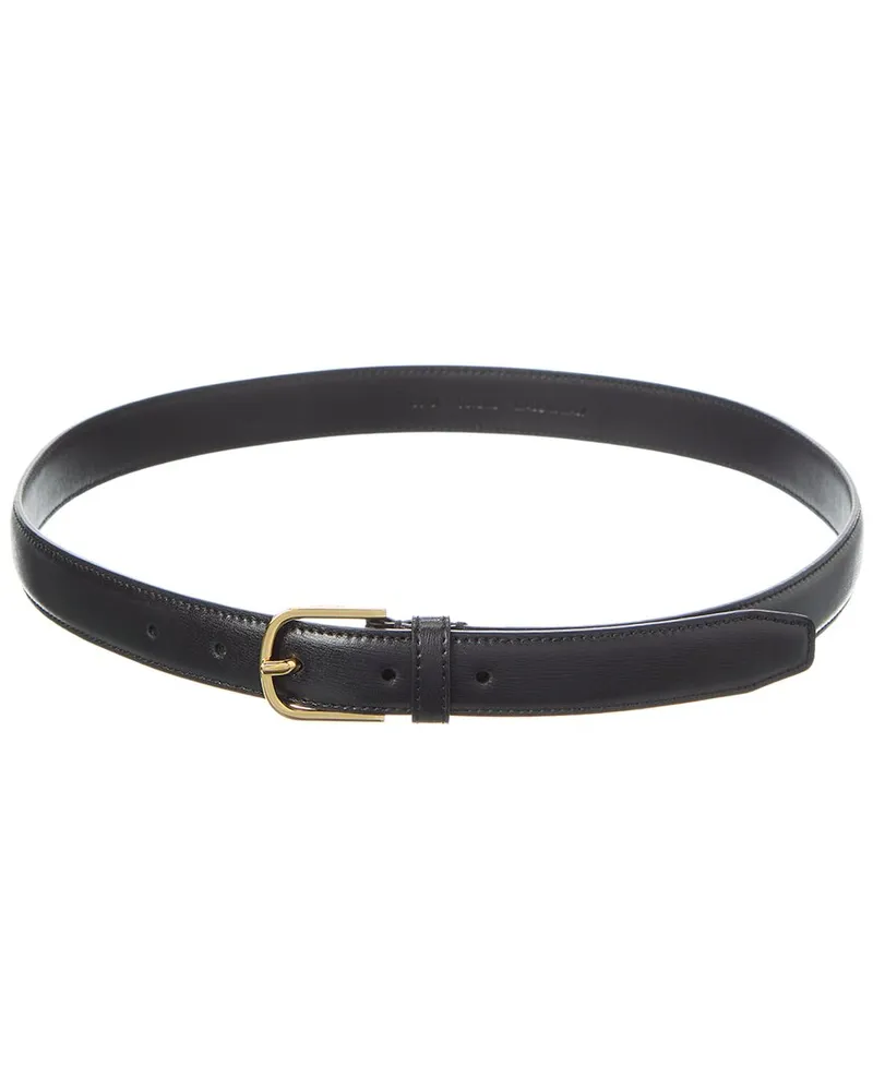 Totême Stitch Detail Leather Belt Black