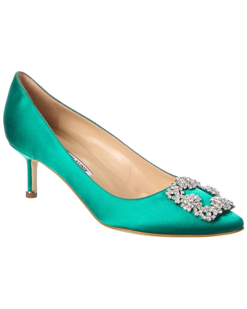Manolo Blahnik Hangisi 50 Satin Pump Green