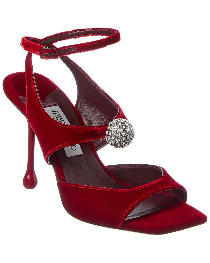 Jimmy Choo Orb 95 Velvet Sandal Red