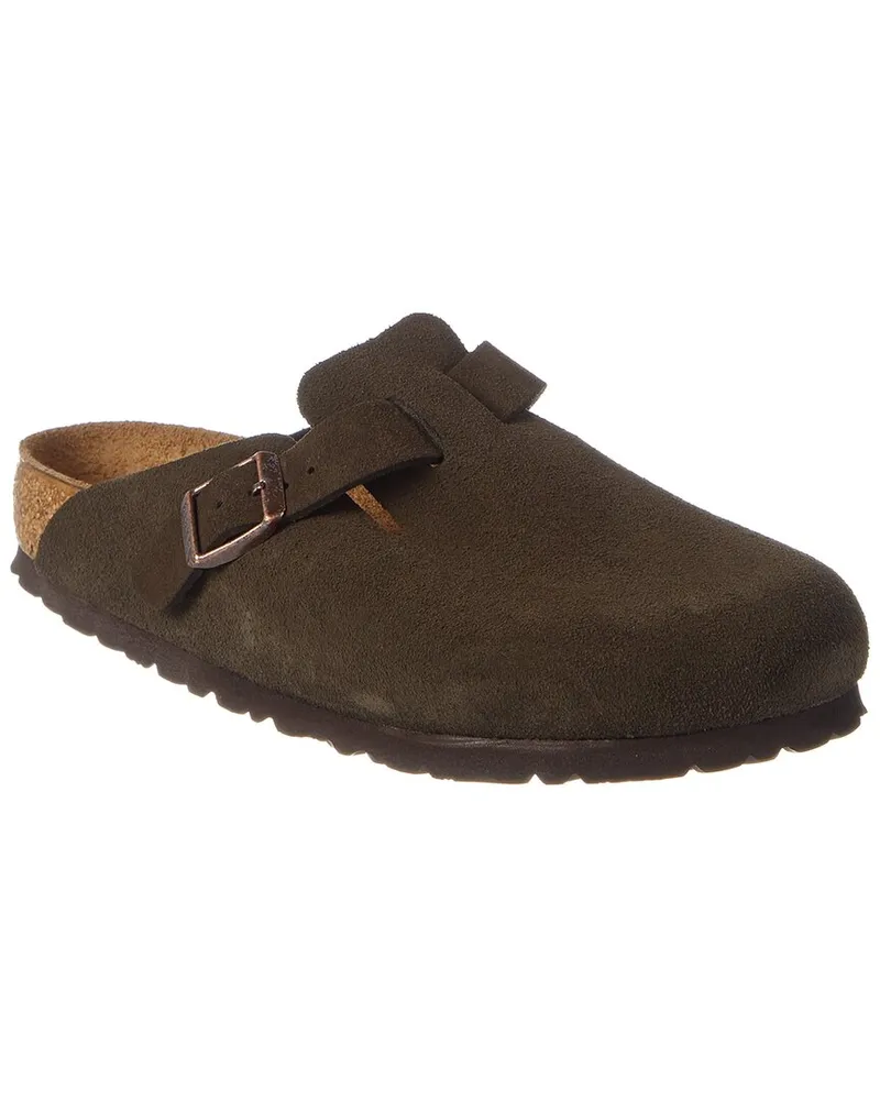 Birkenstock Boston Soft Footbed Suede Leather Clog Brown