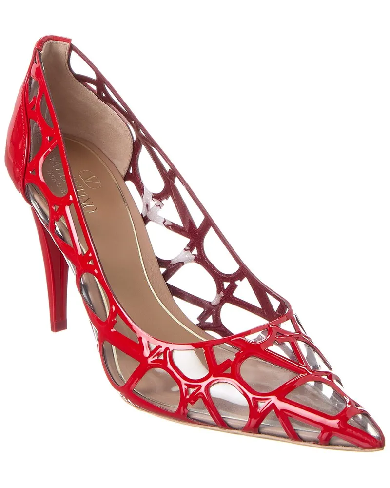 Valentino Garavani VLogo 90 Vinyl & Patent Pump Red