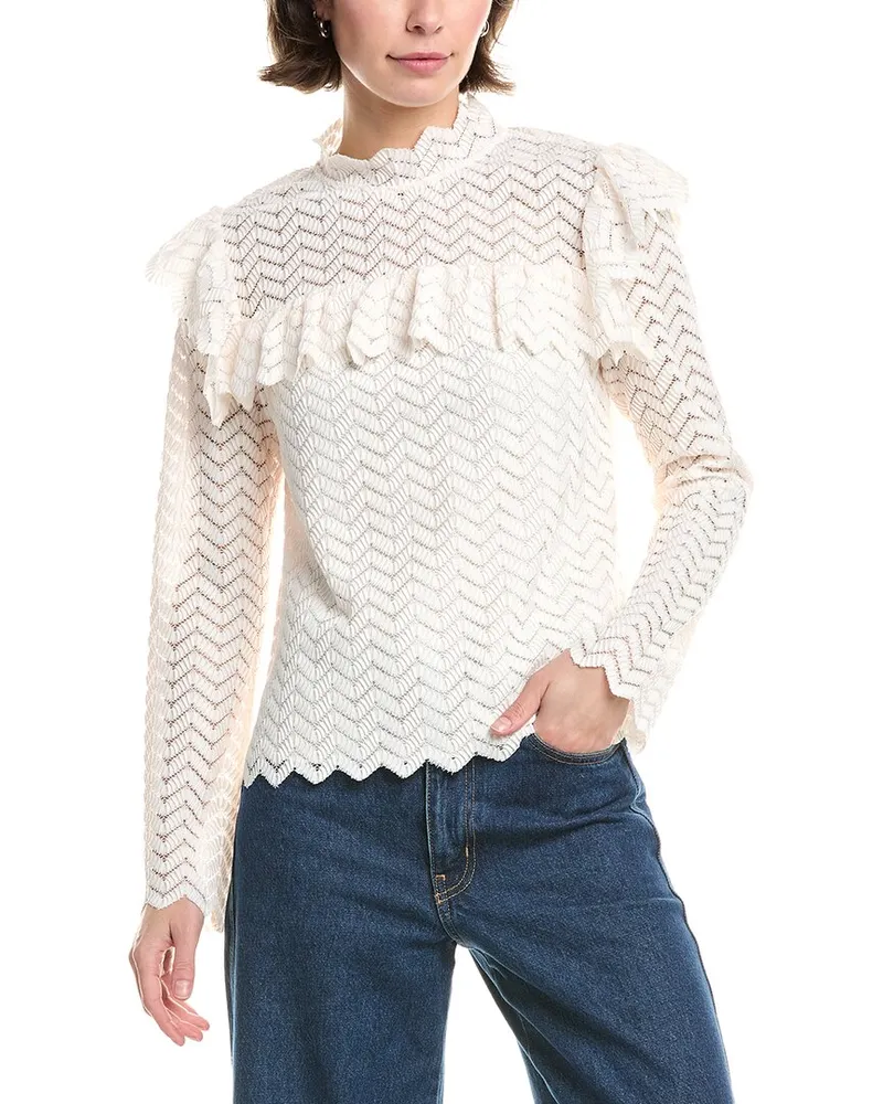 Rebecca Taylor Chevron Lace Top Pink