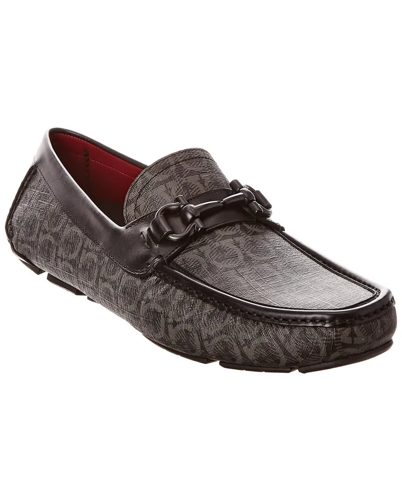 Ferragamo Parigi Leather Driver Grey