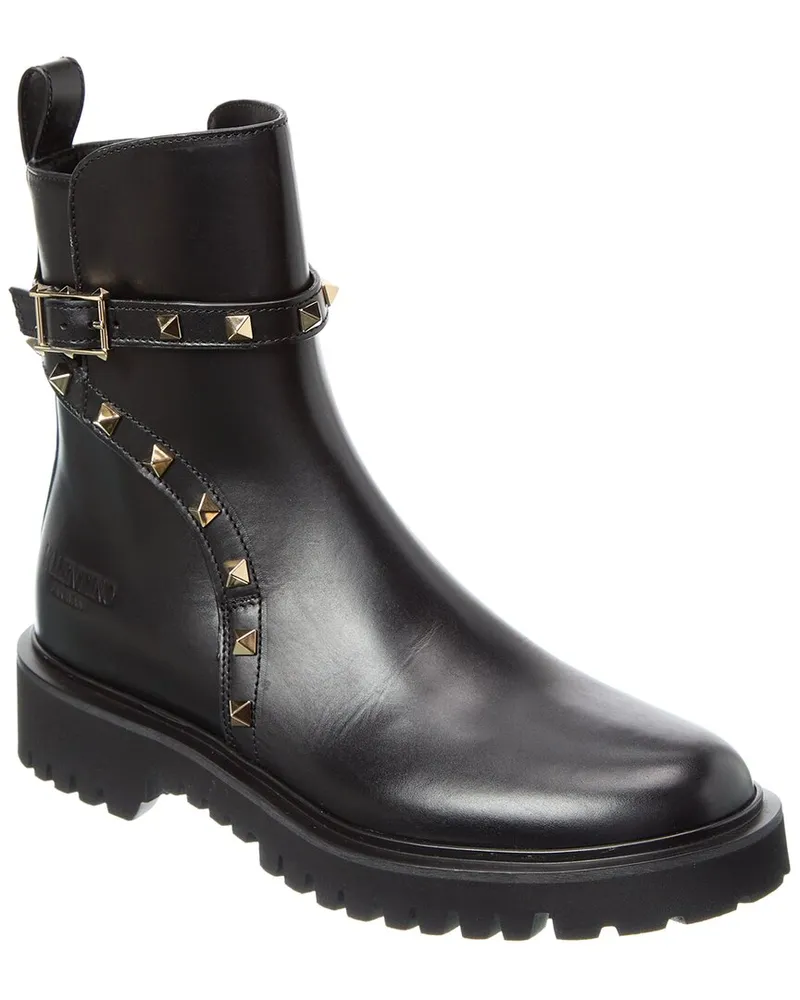 Valentino Garavani Rockstud 40 Leather Boot Black
