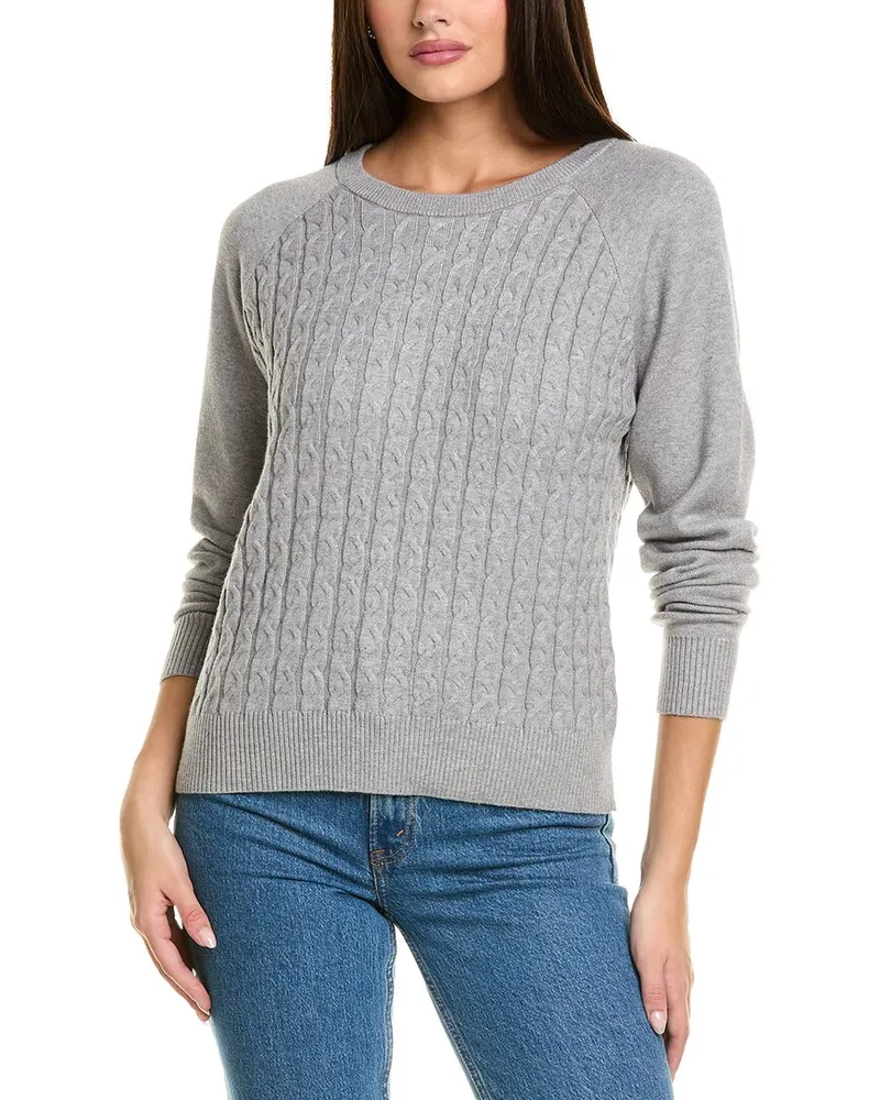 Monrow Soft Knit Cable Sweater Grey