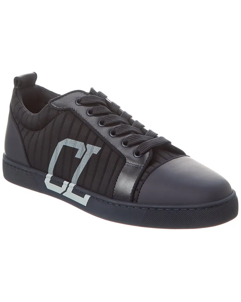 Christian Louboutin Louis Junior Varsimax Leather-Trim Sneaker Blue