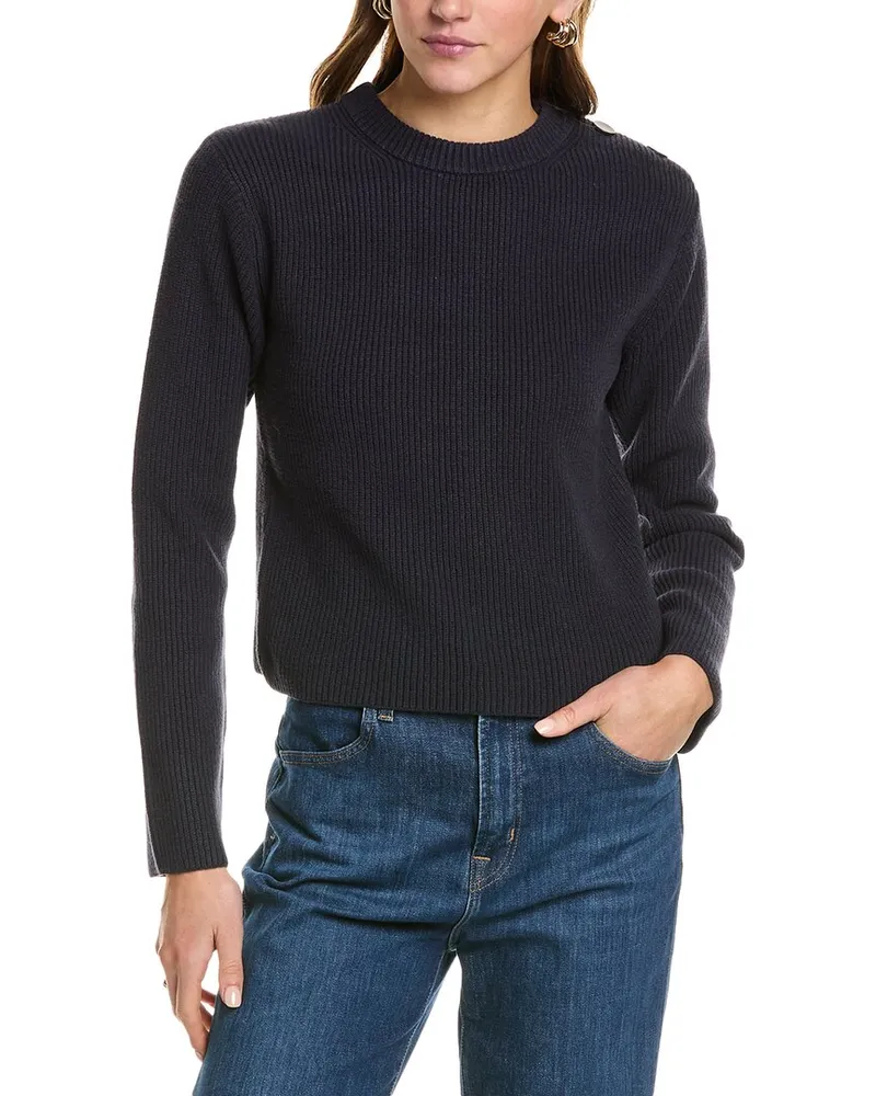 Vince Button Shoulder Sweater Blue
