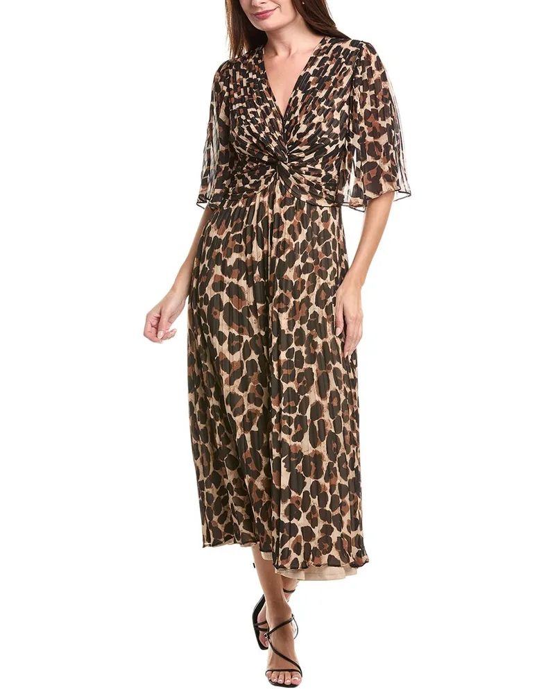 Joseph Ribkoff Pleated Midi Dress Brown