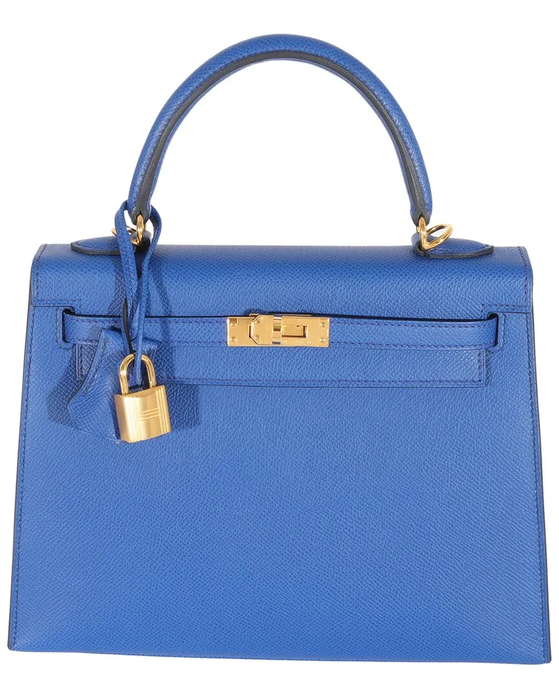 Hermès Blue Leather Sellier Kelly 25 GHW (Authentic Pre-Loved Nocolor