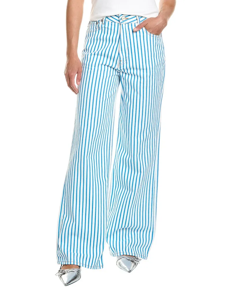 Ganni Stripe Denim Pant White