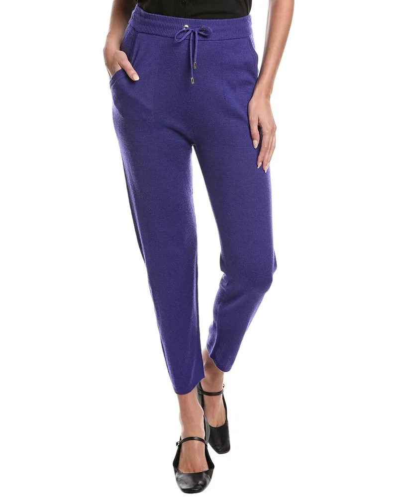 ST. JOHN Wool-Blend Drawstring Pant Blue