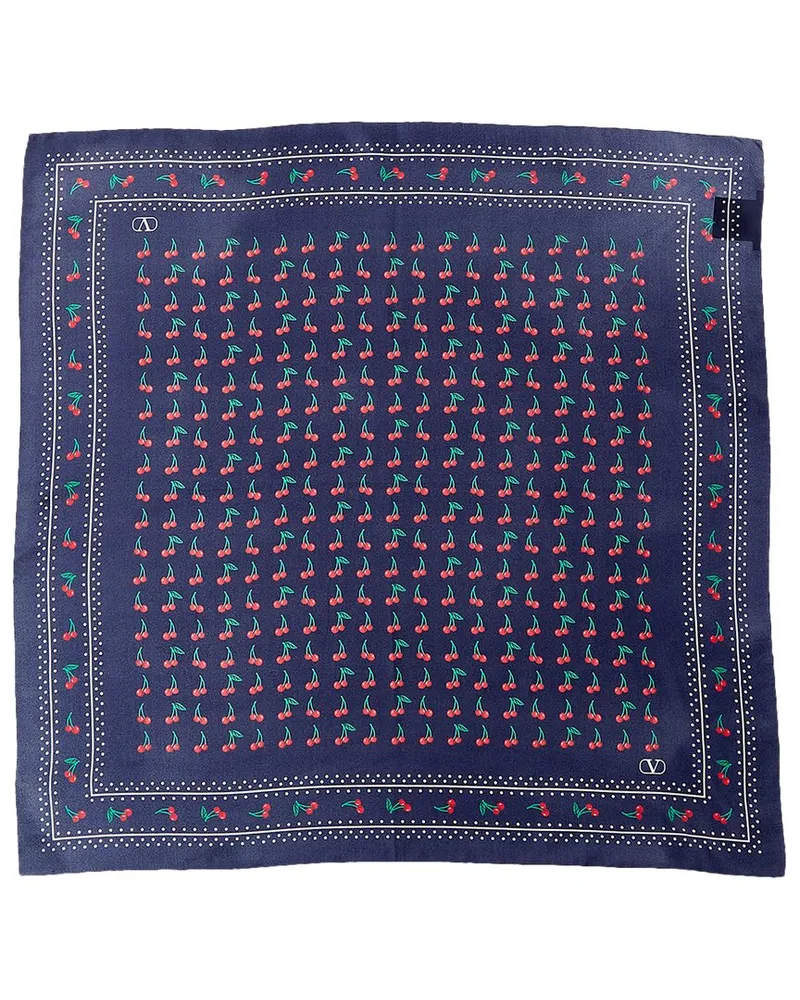 Valentino Garavani Cherryfic Silk Scarf Blue