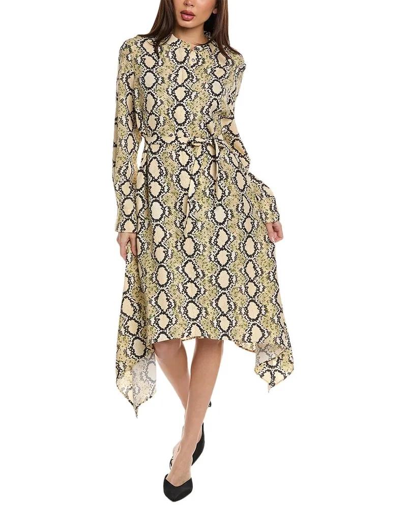 ST. JOHN Mandarin Collar Shirtdress Yellow
