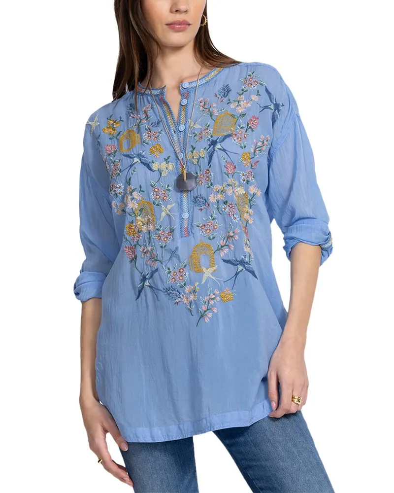 Johnny Was Petite Zinnia Tunic Blue