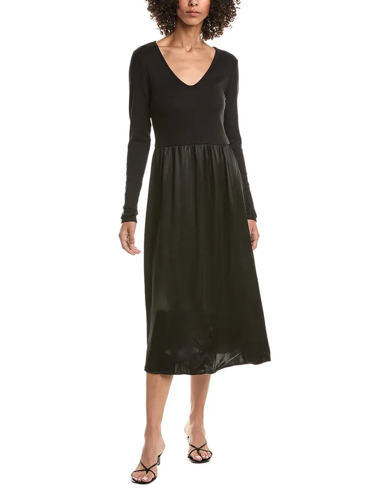 Michael Stars Sutton Mixed Media Midi Dress Black