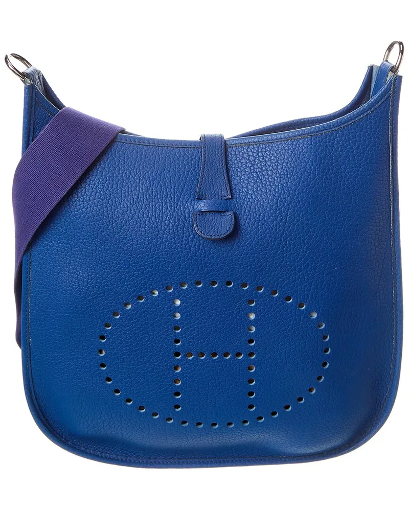 Hermès Blue Clemence Leather Eveylne GM (Authentic Pre-Loved Nocolor