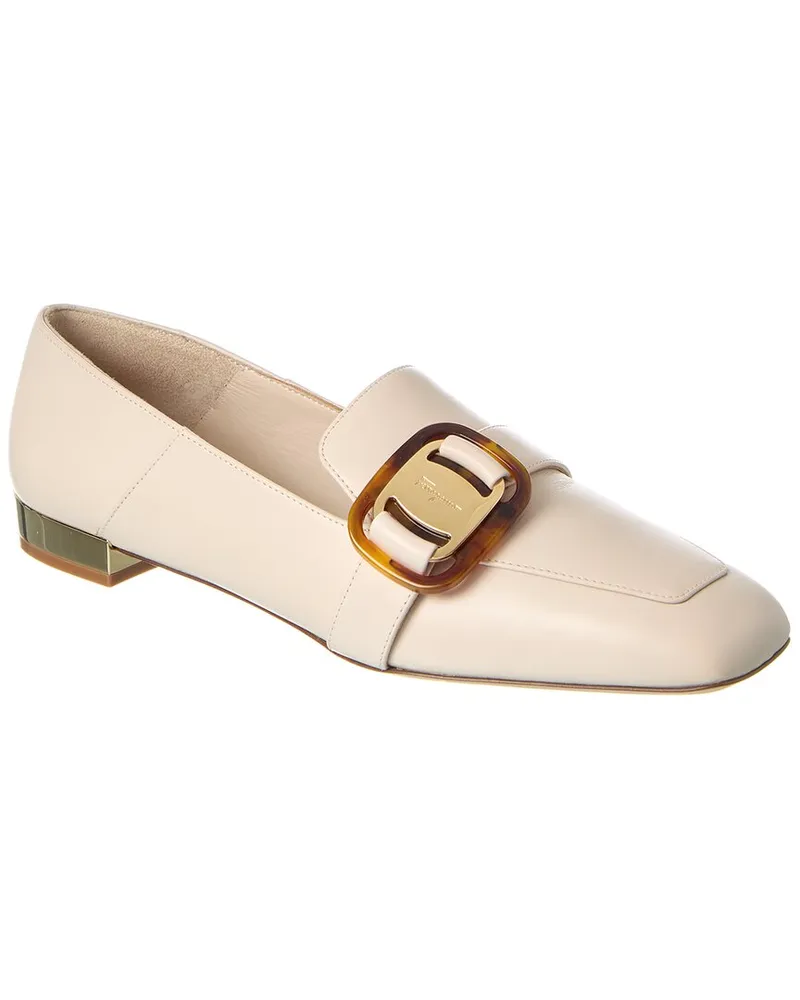 Ferragamo Wang Leather Loafer White
