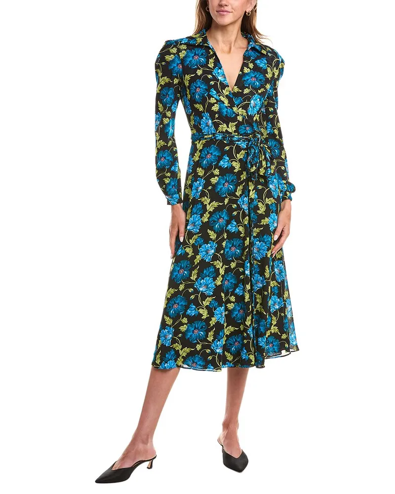 Diane von Furstenberg Phoenix Reversible Mesh Wrap Dress Blue