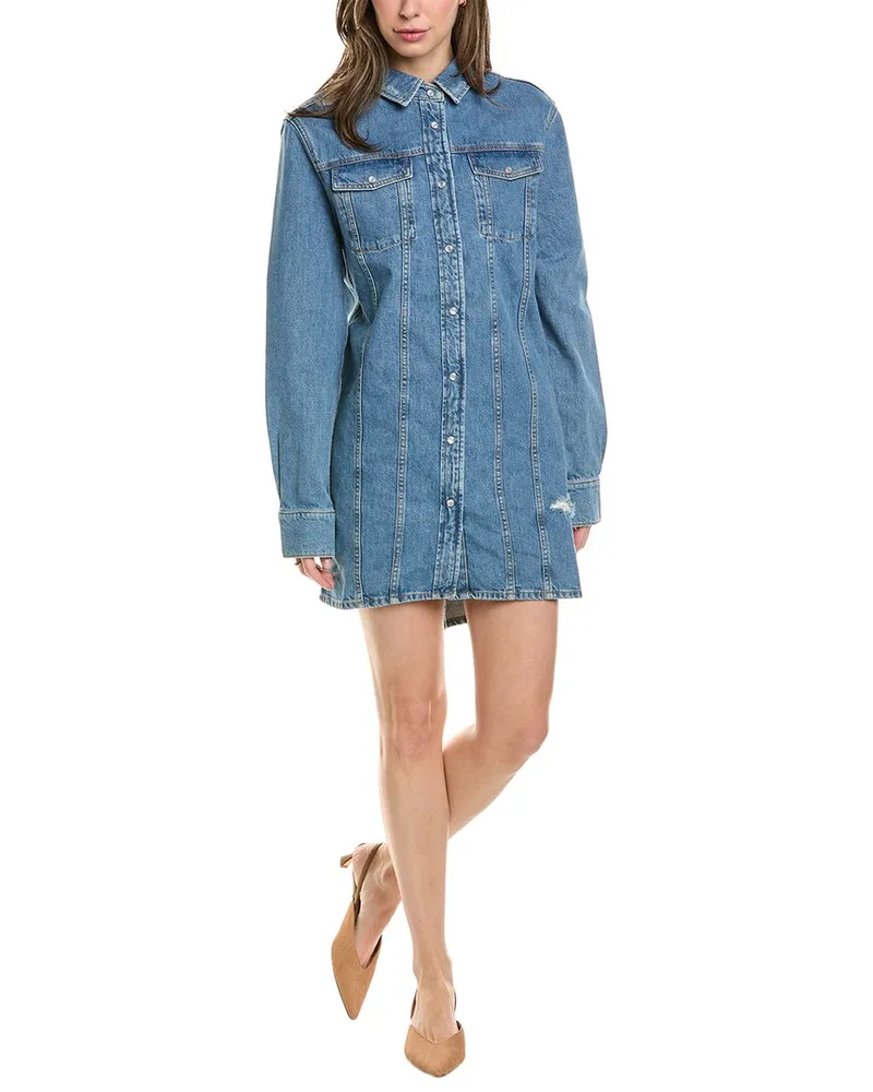 IRO Long Sleeve Shirt Dress Blue