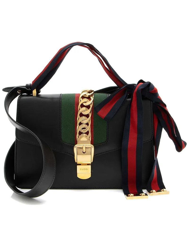 Gucci Black Leather Sylvie Small Shoulder Bag (Authentic Pre-Loved Nocolor