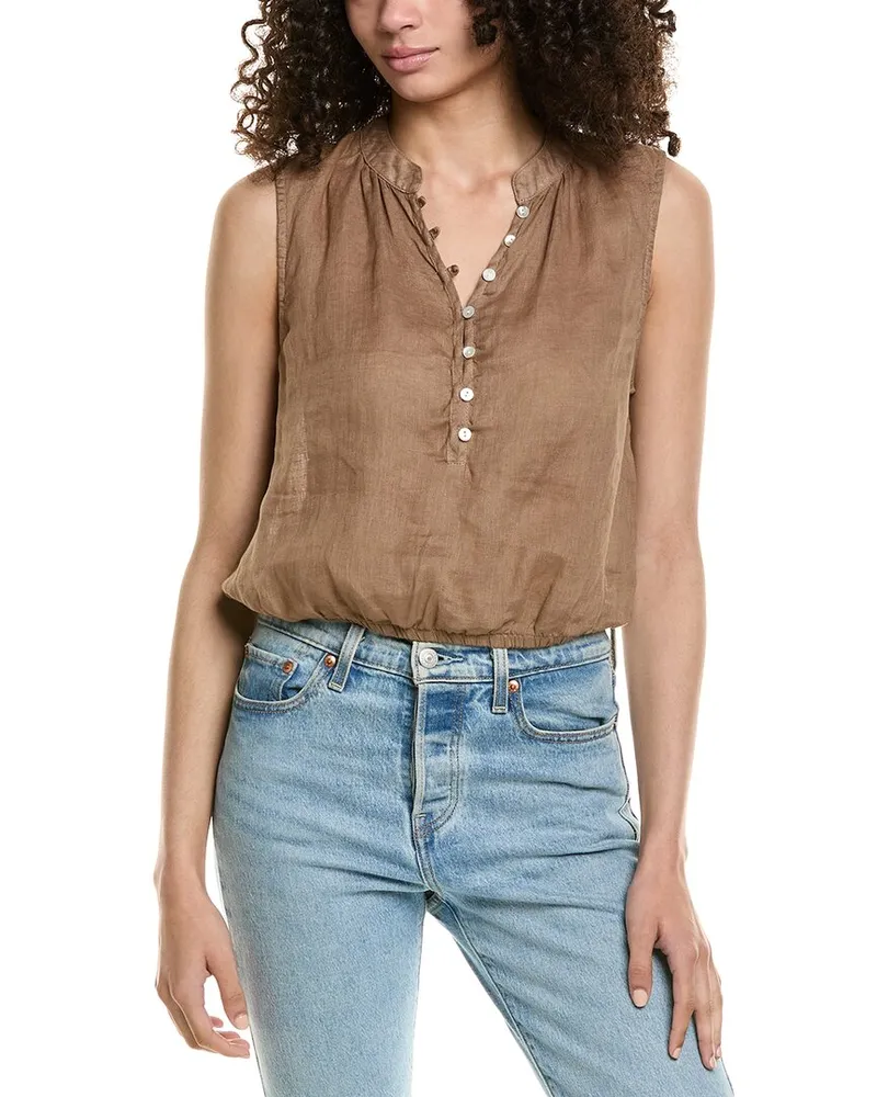 Bella Dahl Sleeveless Elastic Waist Linen Pullover Grey