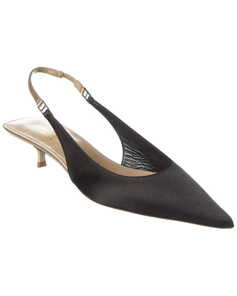Saint Laurent Cherish 30 Satin Slingback Pump Black