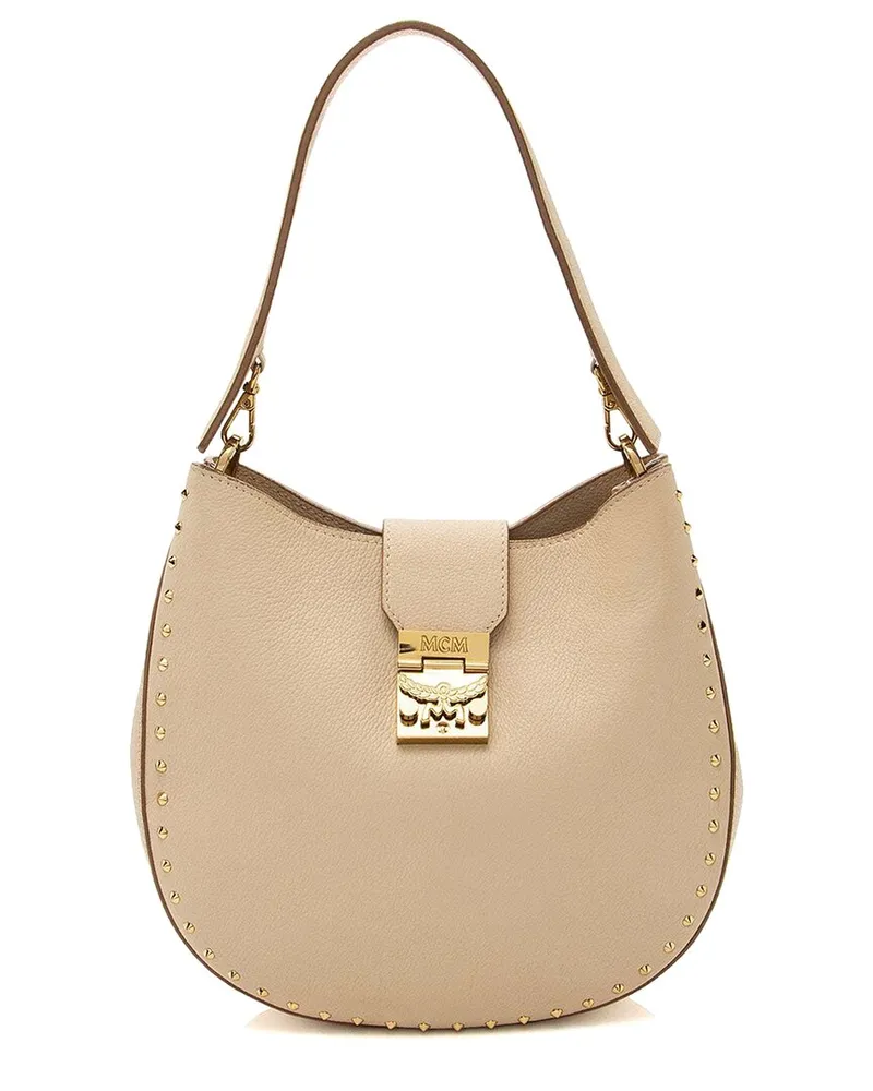 MCM Brown Leather Studded Patricia Hobo (Authentic Pre-Loved Nocolor