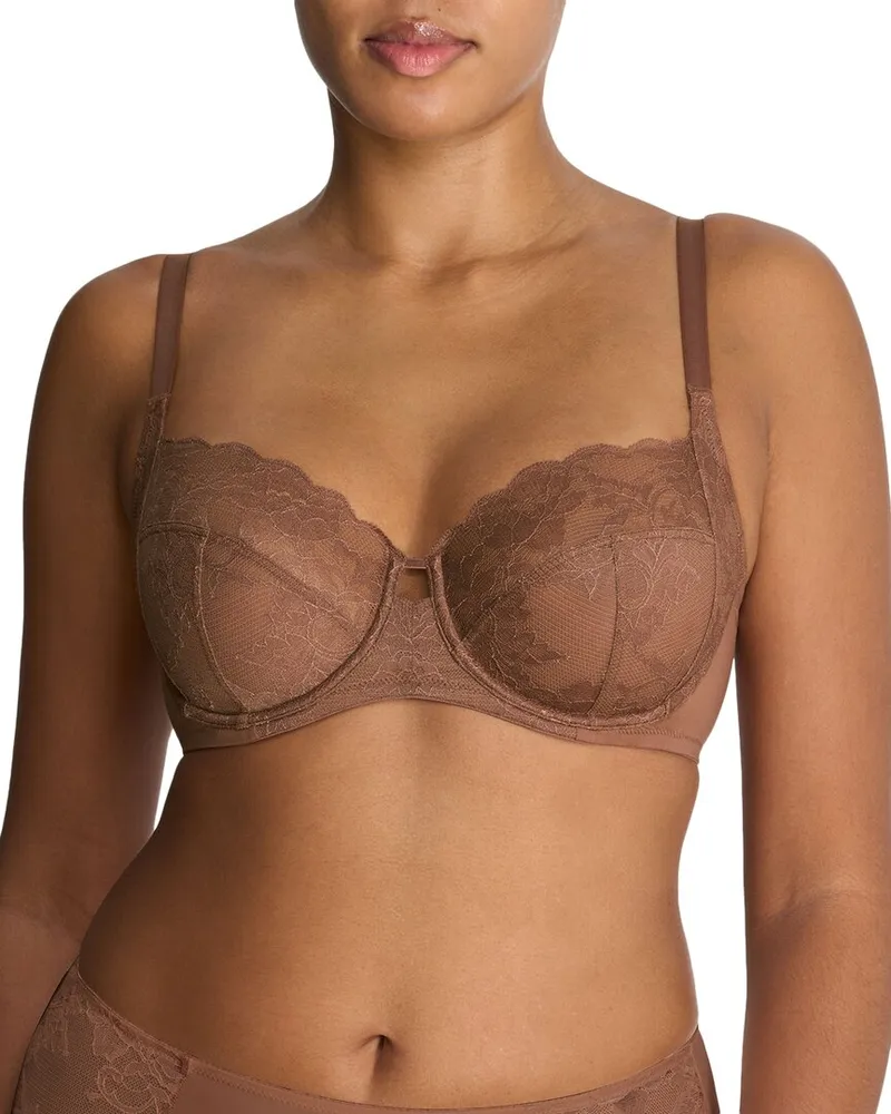NATORI Statement Lace Side Support Bra Brown