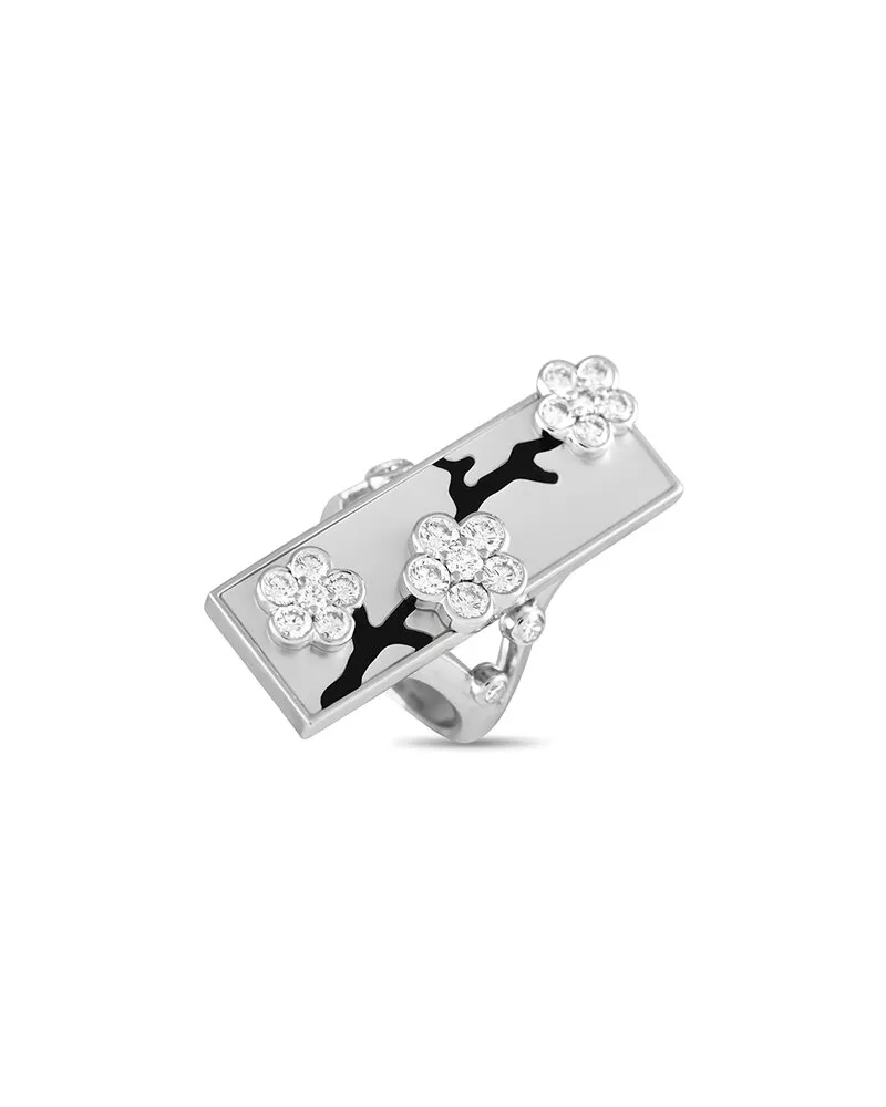 Van Cleef & Arpels 18K Onyx And Mother Of Pearl Miroir des Eaux Ring (Authentic Pre-Loved Nocolor